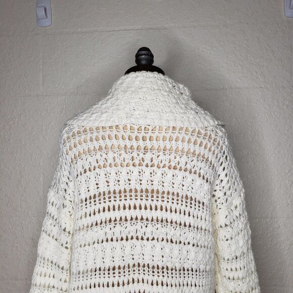 DKNY Cream Open Knit Cowl Neck Wool Sweater Size M - Picture 11 of 16